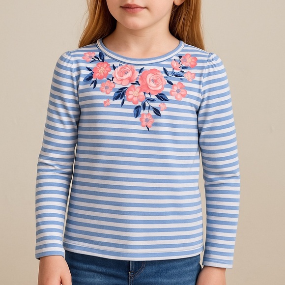 Max Studio Kids Striped Long Sleeve Top Girl’s 7/8 - Picture 1 of 7